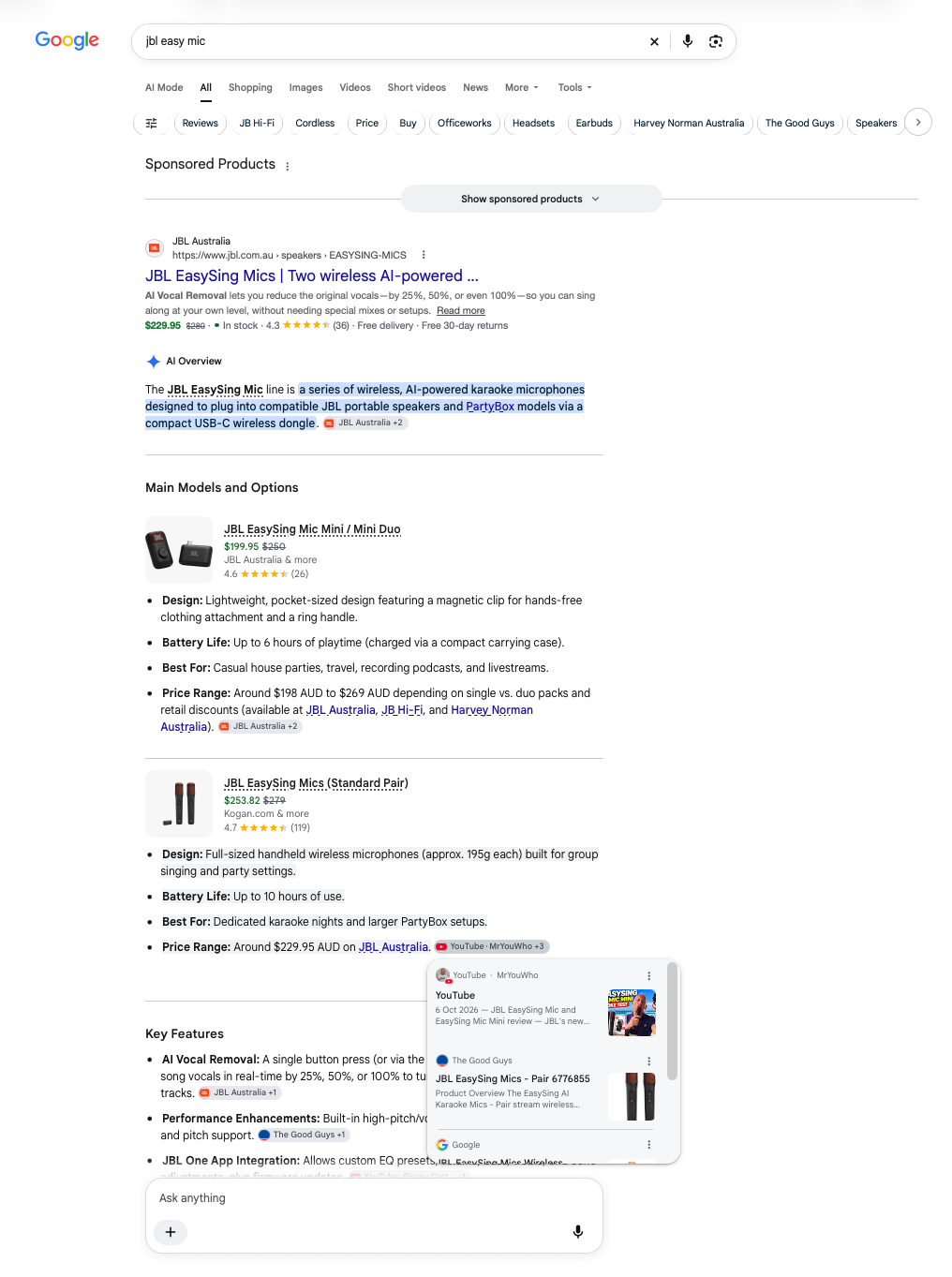 Original Google screenshot: The broader Google search