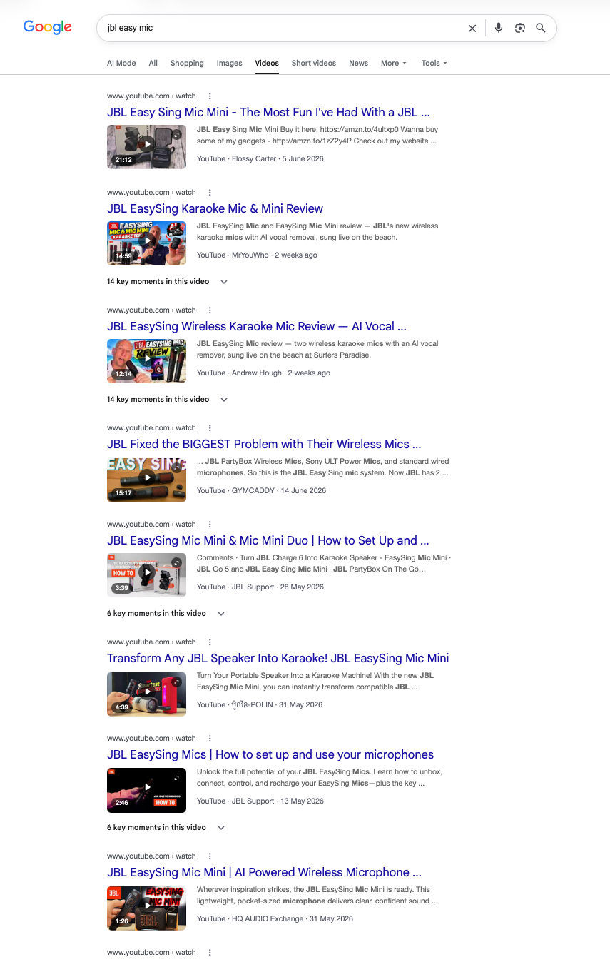 Original Google screenshot: Long-form reviews and short-form answers