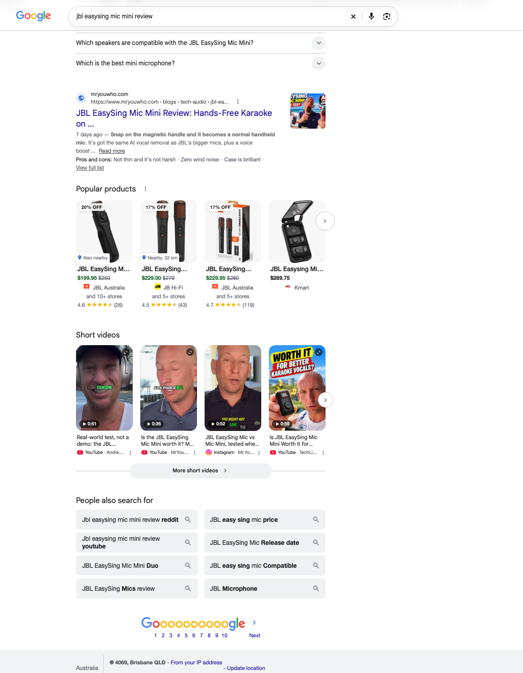 Original Google screenshot: Our article, our Shorts, the same search
